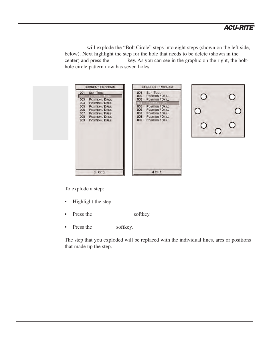 Program steps, Operation manual | ACU-RITE MILLPWR 2 Axes User Manual | Page 147 / 225