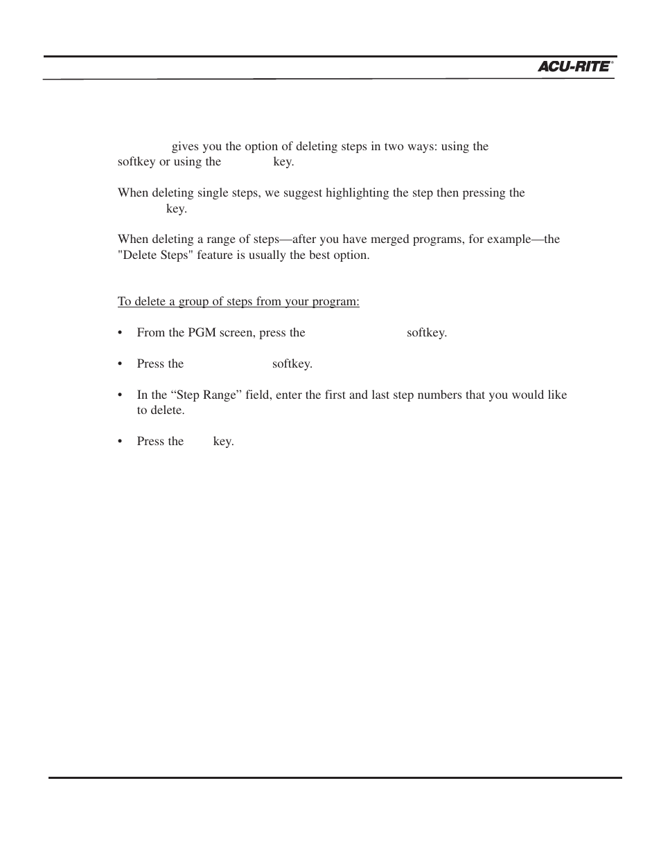 Program steps, Operation manual | ACU-RITE MILLPWR 2 Axes User Manual | Page 150 / 225