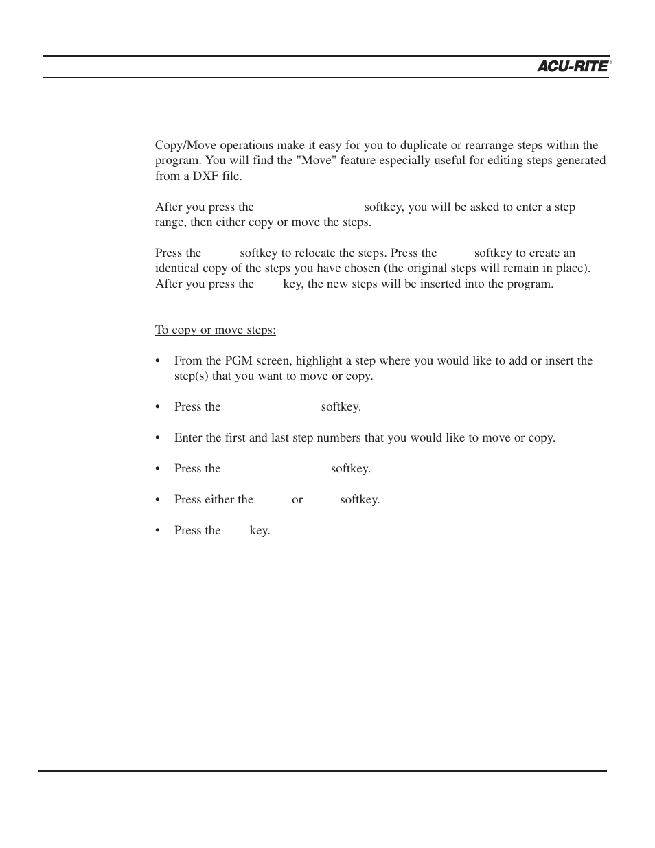 Program steps, Operation manual | ACU-RITE MILLPWR 2 Axes User Manual | Page 151 / 225