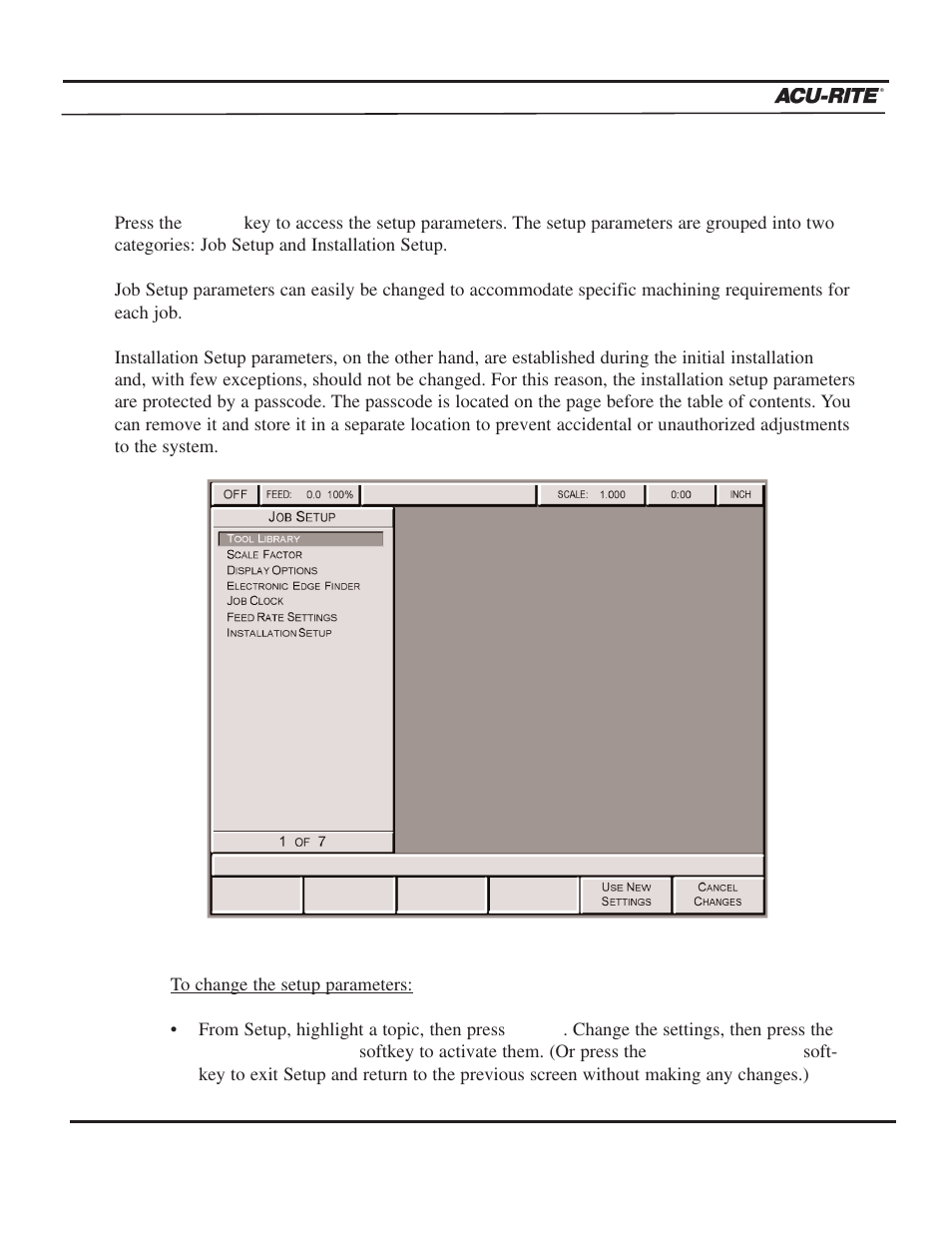 Setup | ACU-RITE MILLPWR 2 Axes User Manual | Page 170 / 225