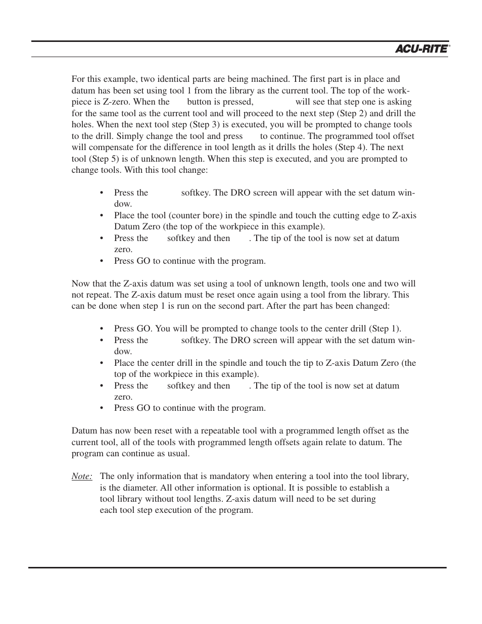 Setup, Operation manual | ACU-RITE MILLPWR 2 Axes User Manual | Page 179 / 225