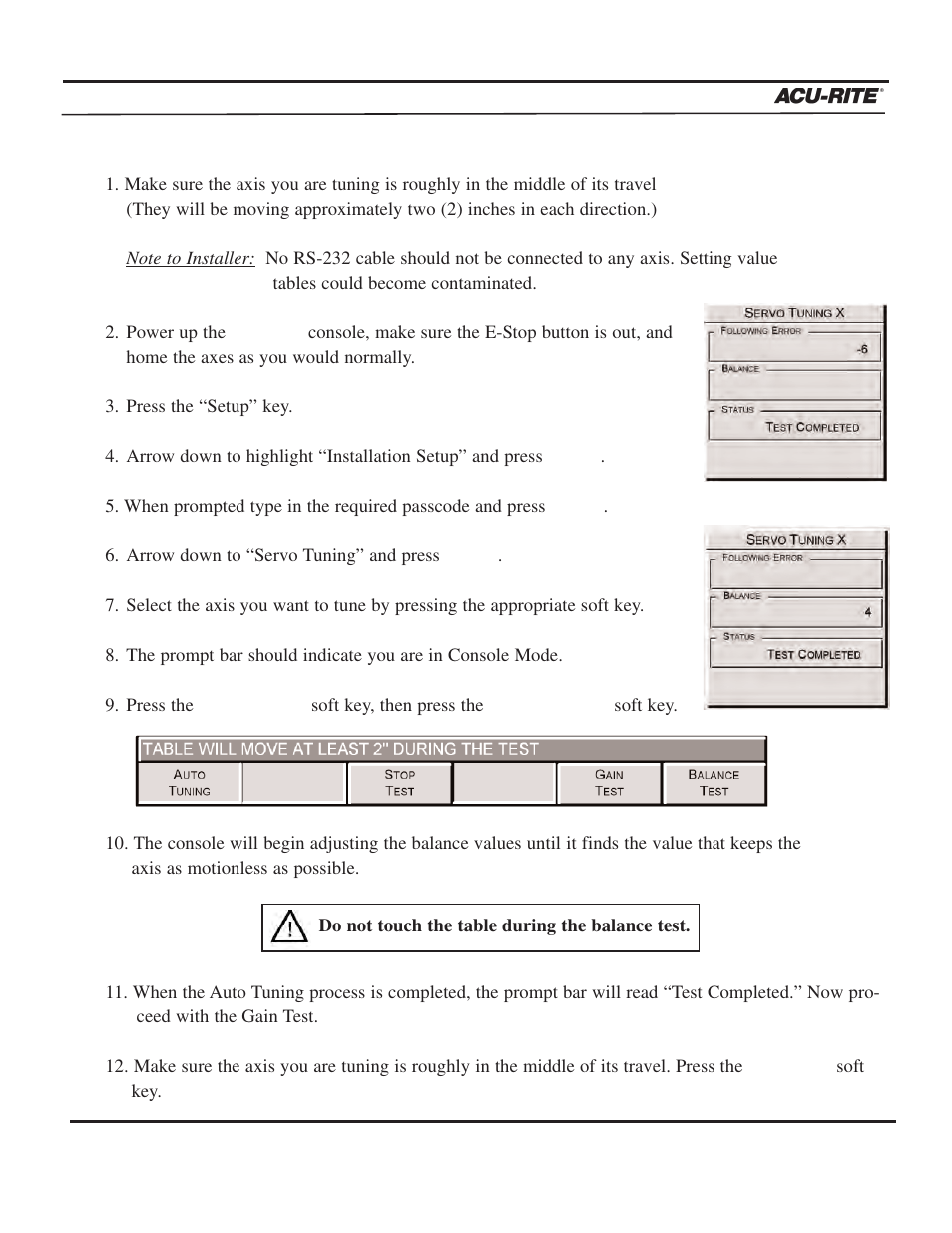 Setup, Operation manual | ACU-RITE MILLPWR 2 Axes User Manual | Page 194 / 225