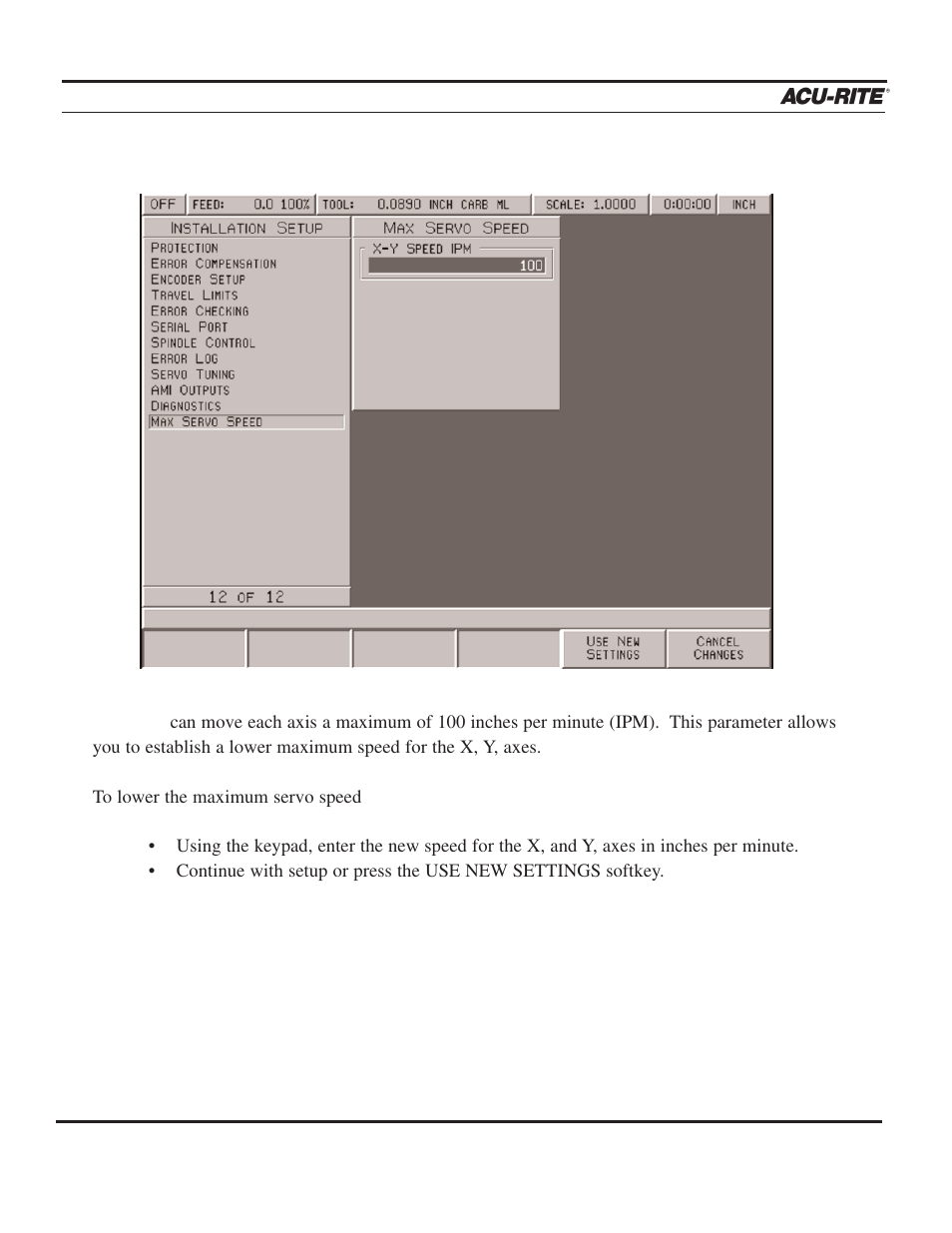 Setup | ACU-RITE MILLPWR 2 Axes User Manual | Page 207 / 225