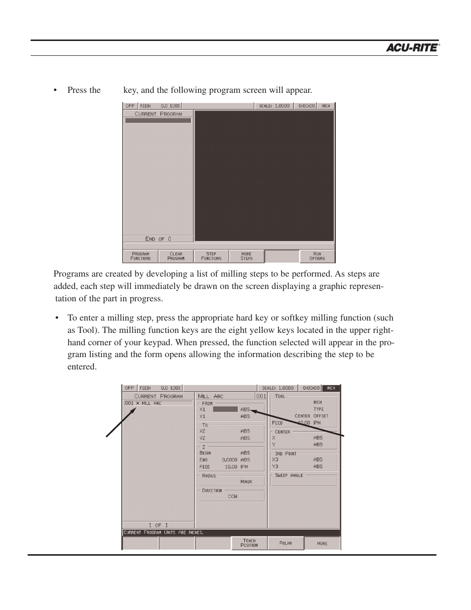 Programming, Operation manual, Creating a program | ACU-RITE MILLPWR 2 Axes User Manual | Page 33 / 225
