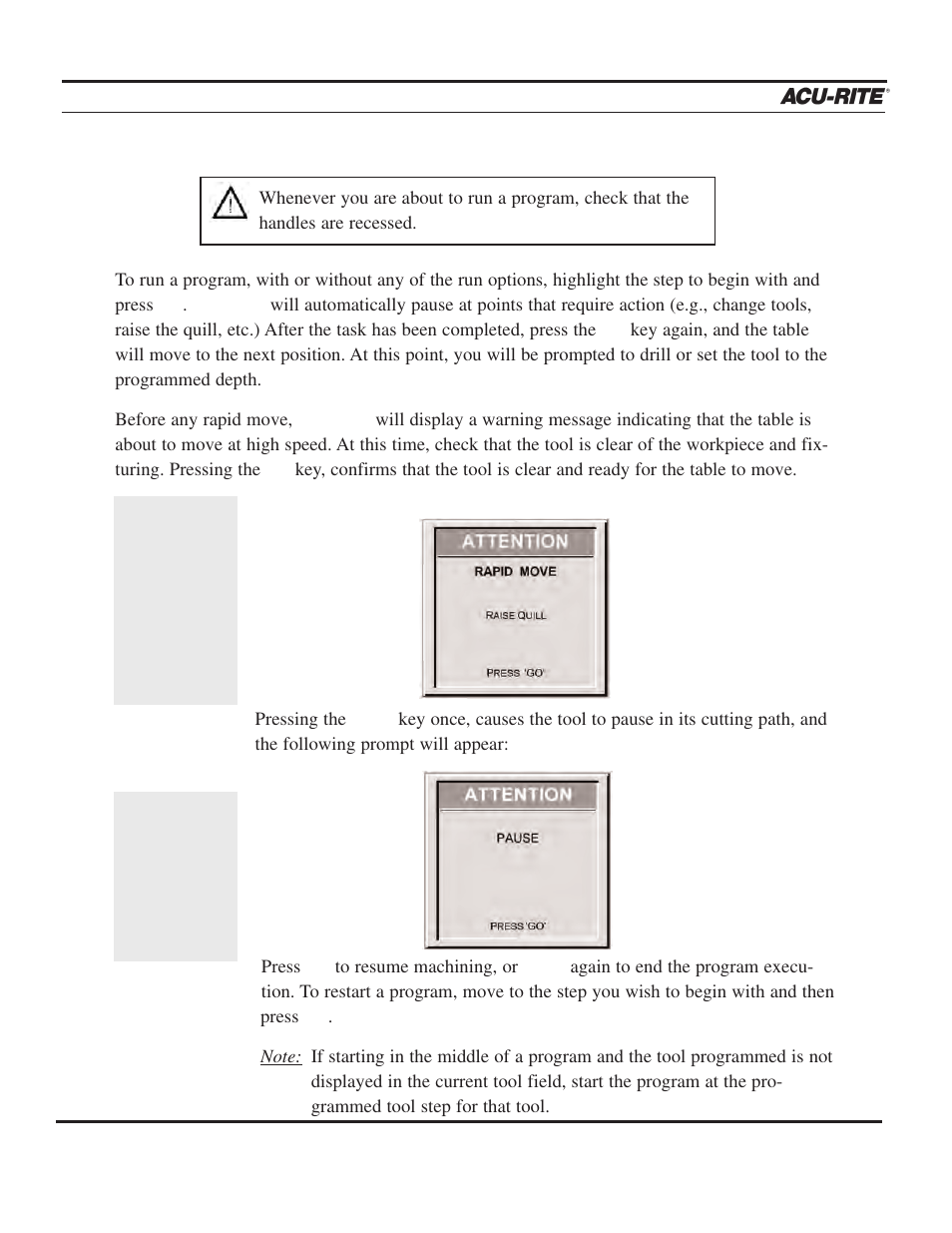 Programming, Operation manual | ACU-RITE MILLPWR 2 Axes User Manual | Page 43 / 225