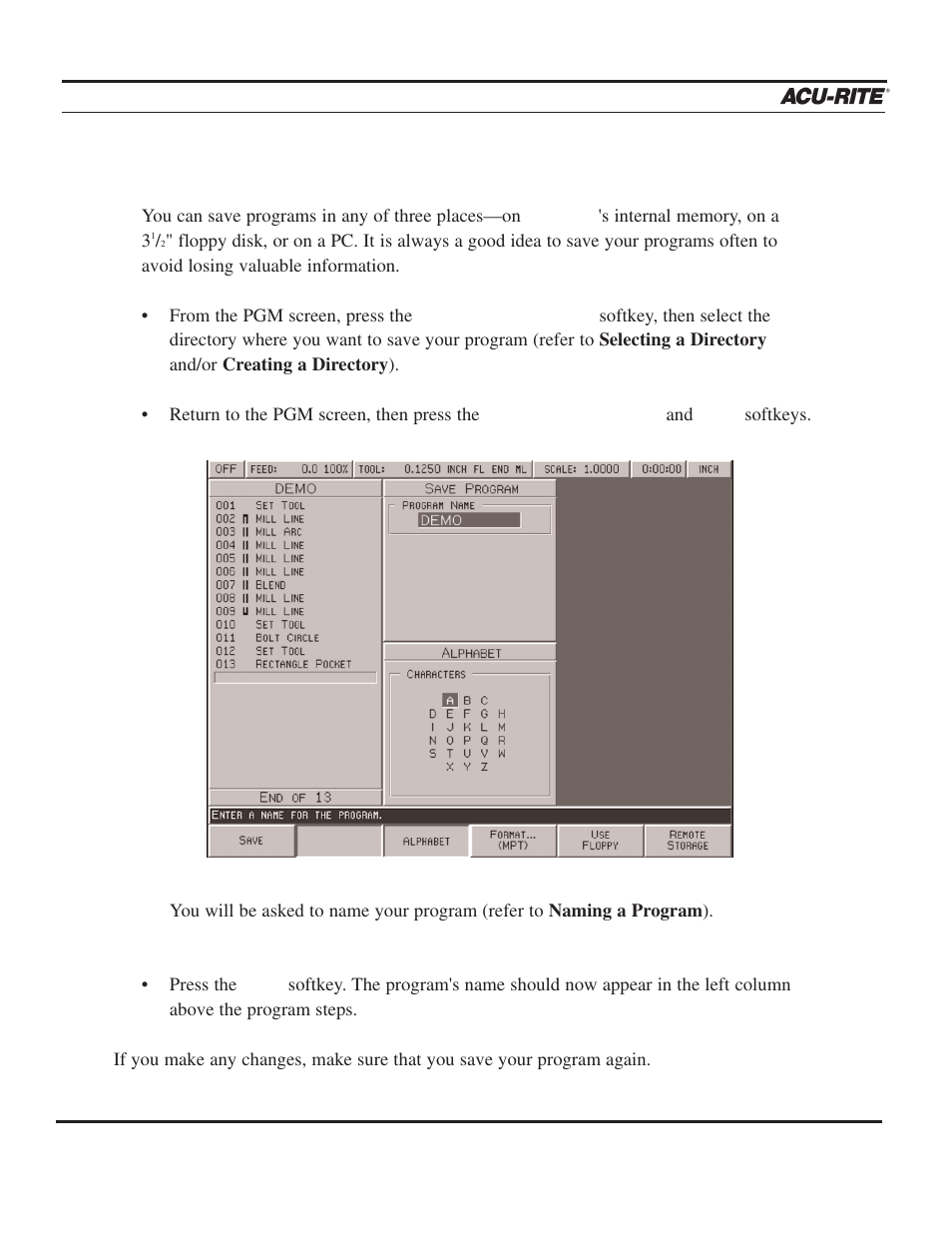 Programming, Operation manual | ACU-RITE MILLPWR 2 Axes User Manual | Page 53 / 225