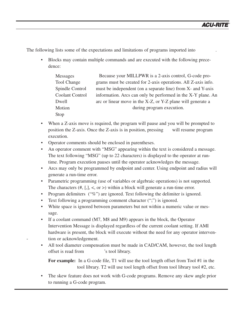 Programming | ACU-RITE MILLPWR 2 Axes User Manual | Page 65 / 225