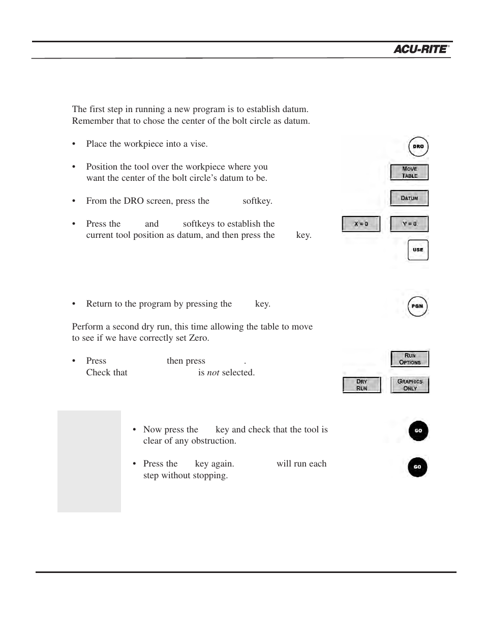 Demonstration, Operation manual, Running the program | ACU-RITE MILLPWR 2 Axes User Manual | Page 88 / 225