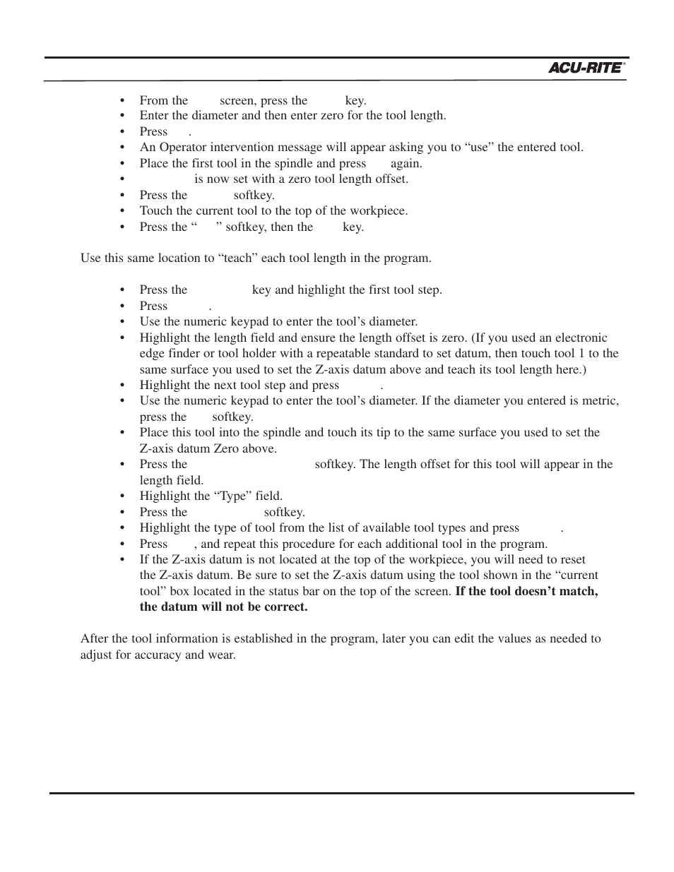 Program steps, Operation manual | ACU-RITE MILLPWR 2 Axes User Manual | Page 92 / 225