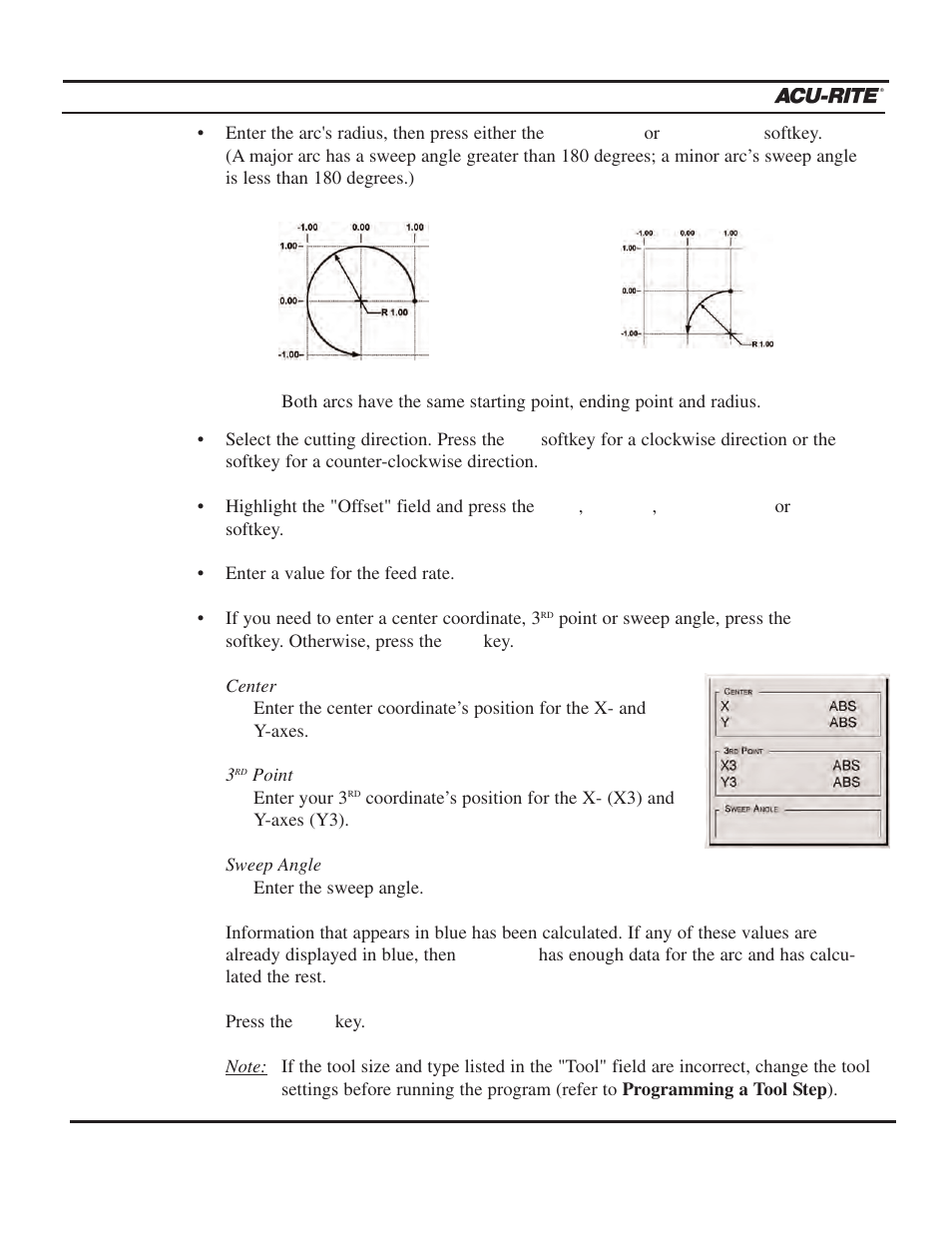 Program steps, Operation manual | ACU-RITE MILLPWR 2 Axes User Manual | Page 98 / 225