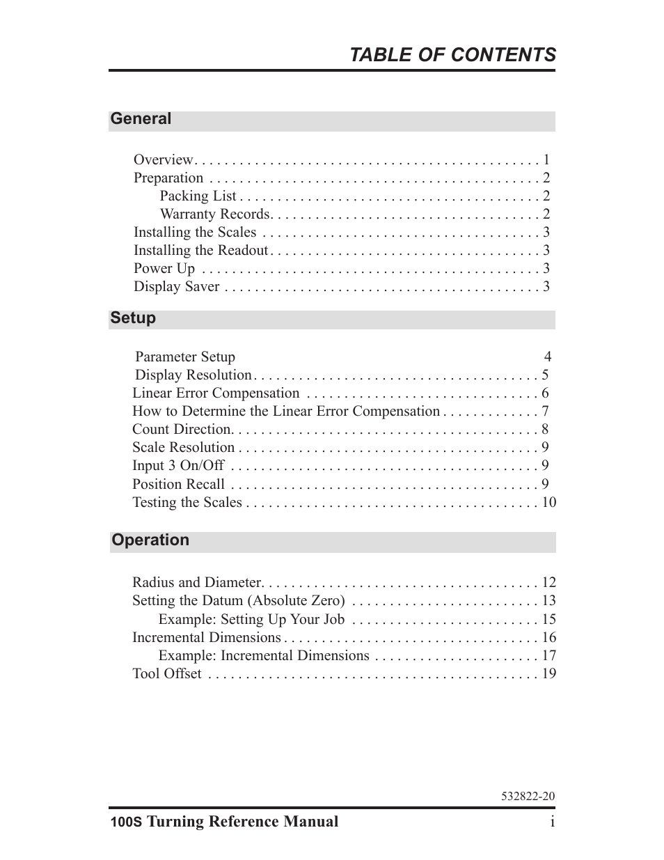 ACU-RITE 100S User Manual | Page 2 / 37