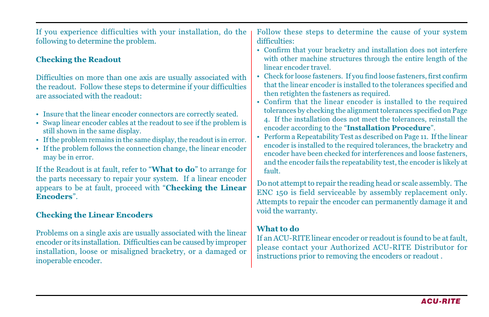 ACU-RITE ENC 150 (New Style) User Manual | Page 17 / 24