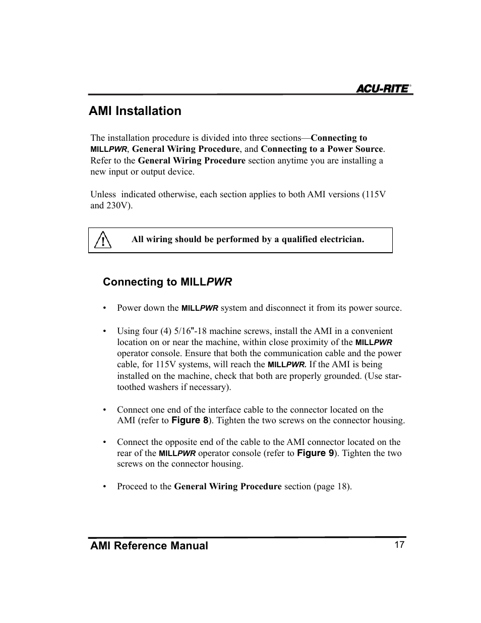 Ami installation | ACU-RITE MILLPWR Auxiliary User Manual | Page 20 / 40