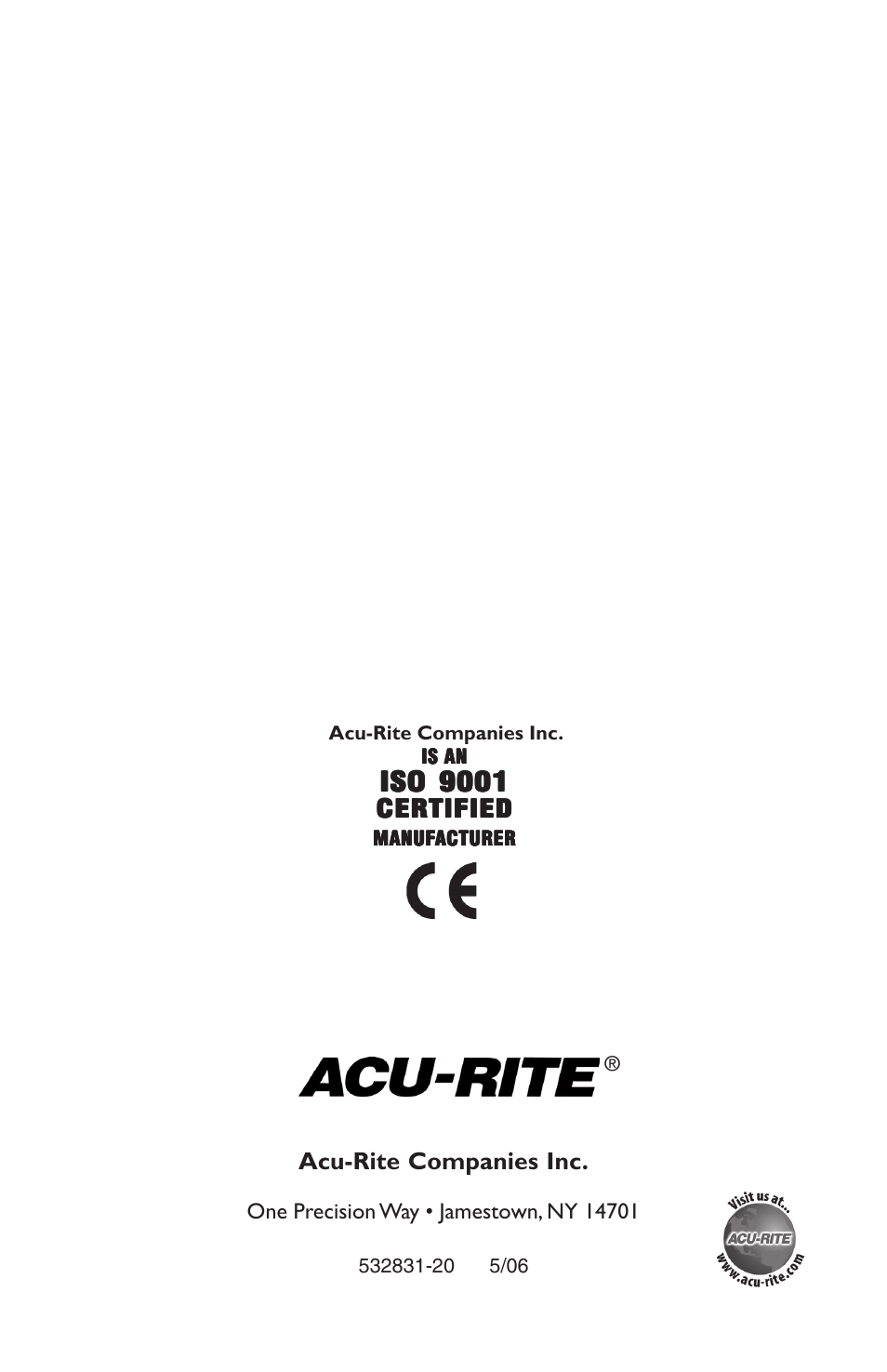 Iso 9001 | ACU-RITE 100S User Manual | Page 38 / 38