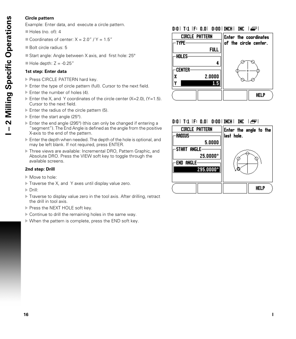 Circle pattern, I – 2 milling specific oper ations | ACU-RITE VUE User Manual | Page 30 / 58