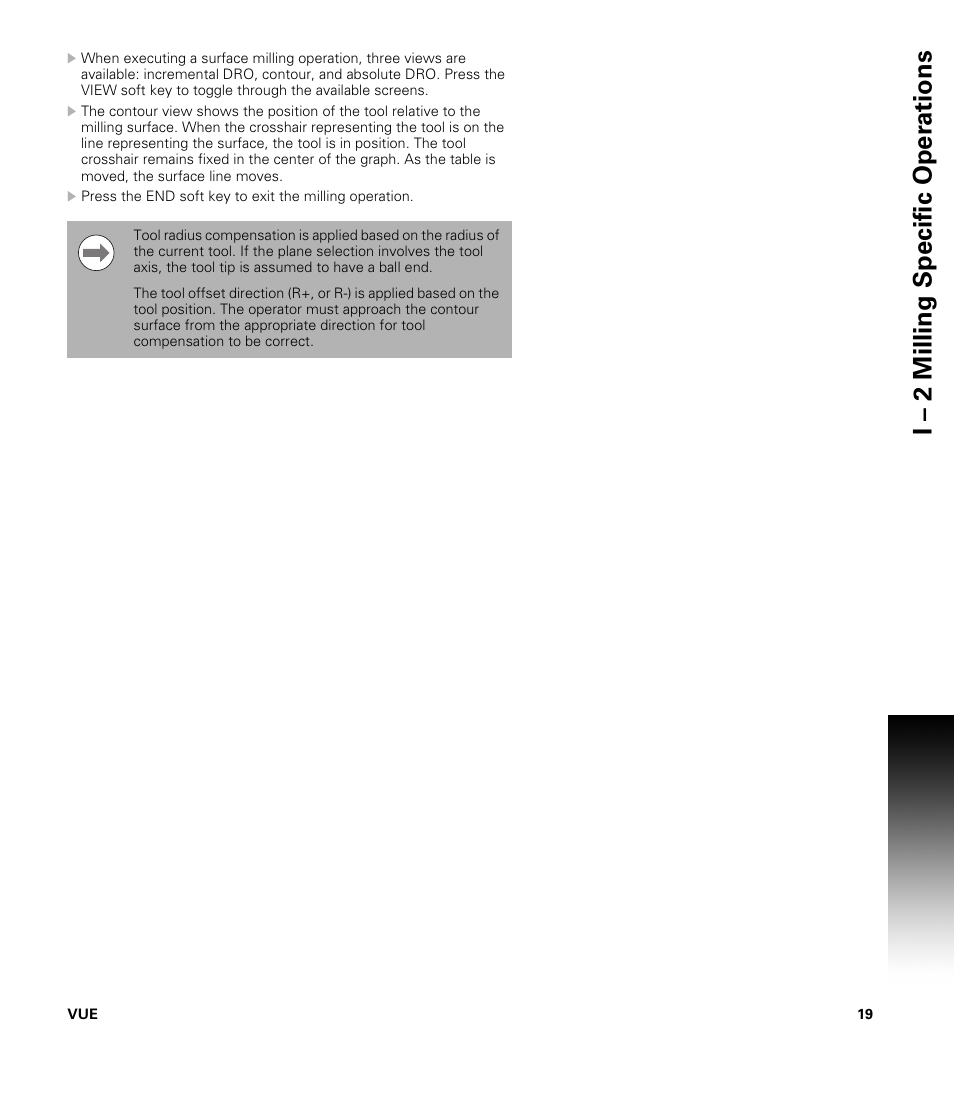 I – 2 milling specific oper ations | ACU-RITE VUE User Manual | Page 33 / 58