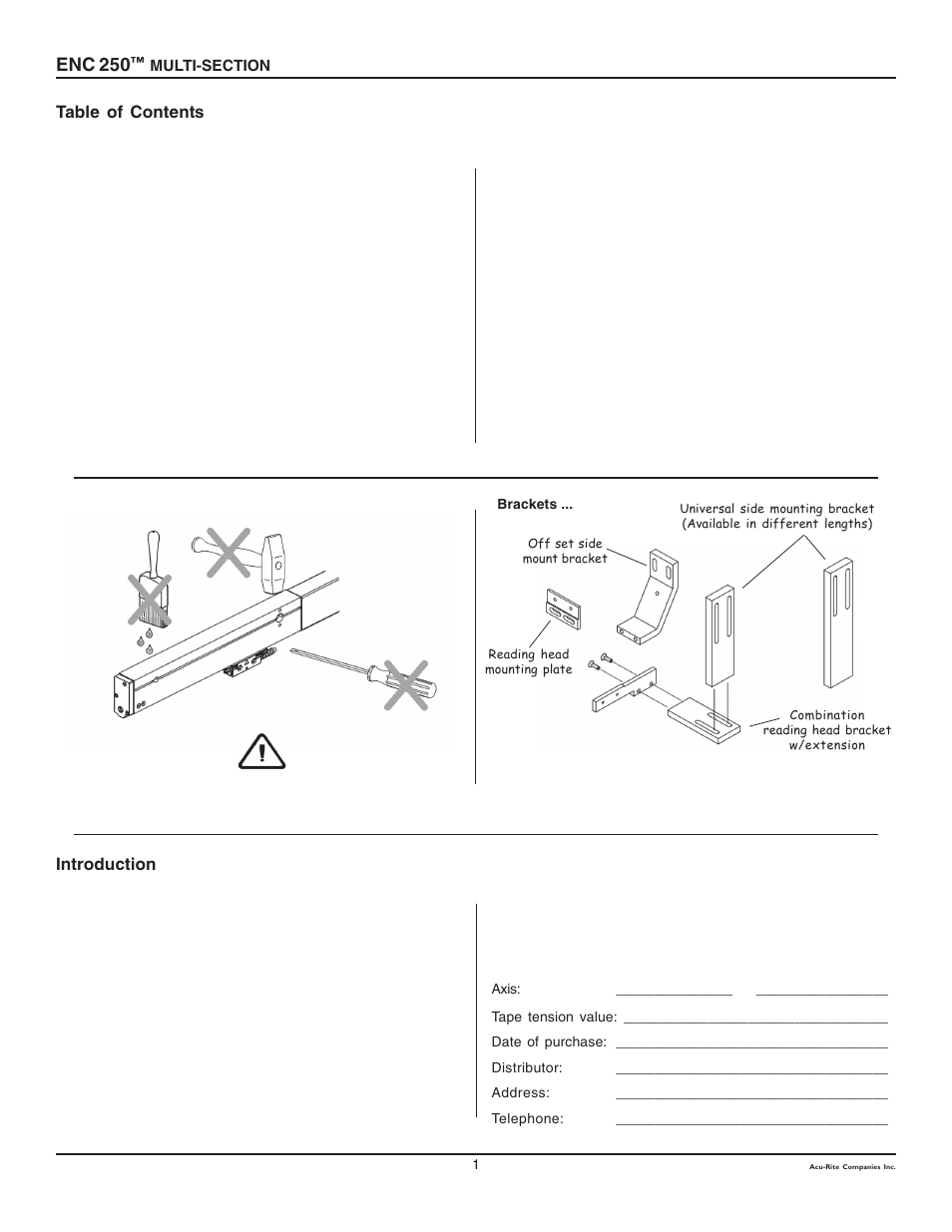 Enc 250 | ACU-RITE ENC 250MS User Manual | Page 2 / 13