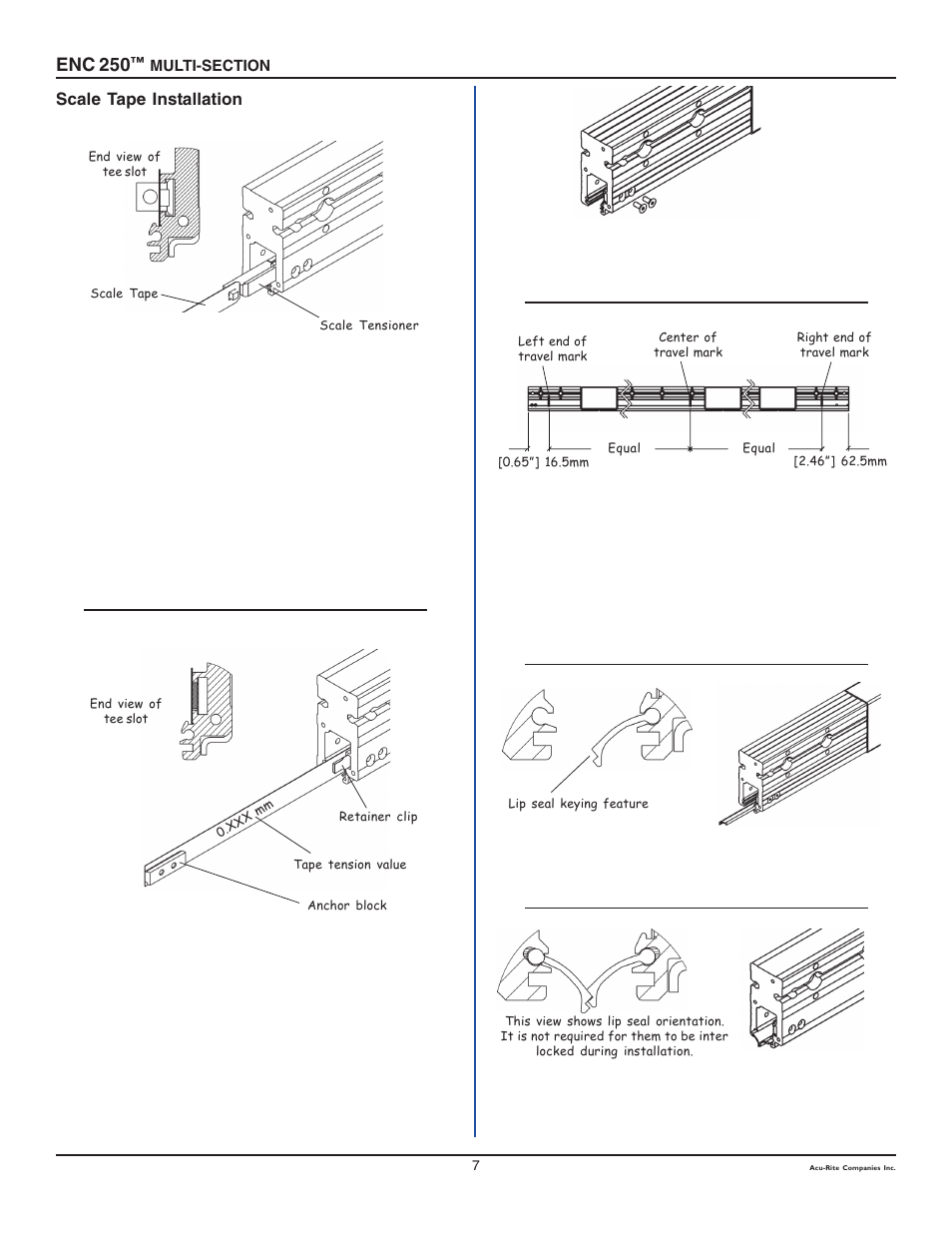 Enc 250, Scale tape installation | ACU-RITE ENC 250MS User Manual | Page 8 / 13