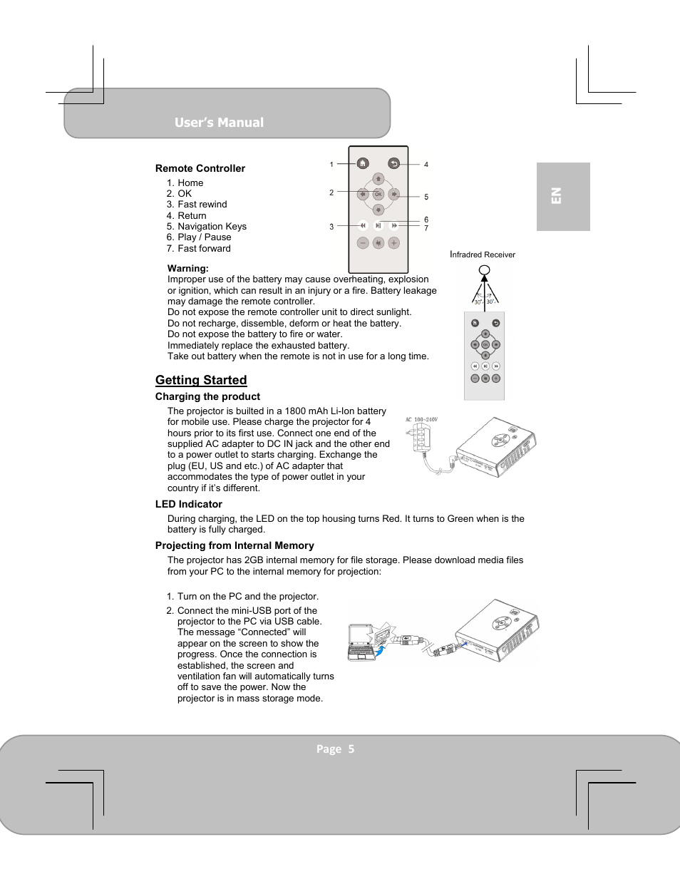AIPTEK PocketCinema V100 User Manual | Page 5 / 116