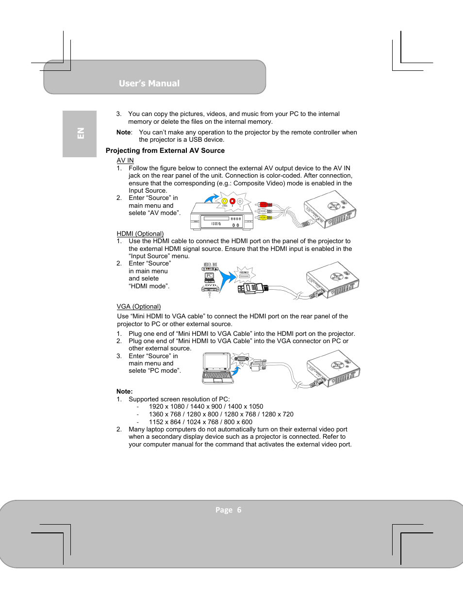 User’s manual, Page 6 en | AIPTEK PocketCinema V100 User Manual | Page 6 / 116