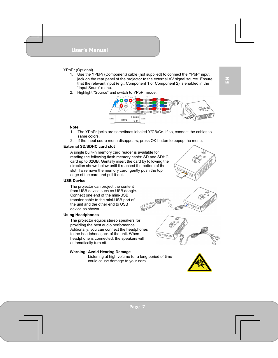 User’s manual, Page 7 en | AIPTEK PocketCinema V100 User Manual | Page 7 / 116