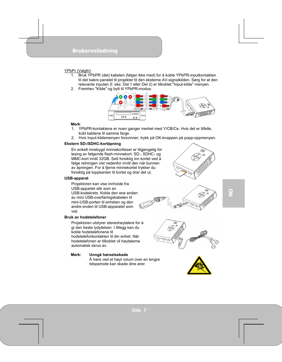 Brukerveiledning, Side 7 no | AIPTEK PocketCinema V100 User Manual | Page 79 / 116