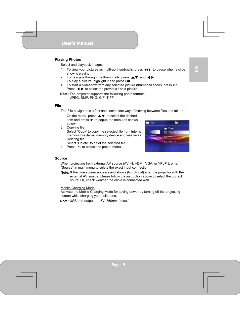 AIPTEK PocketCinema V100 User Manual | Page 9 / 116