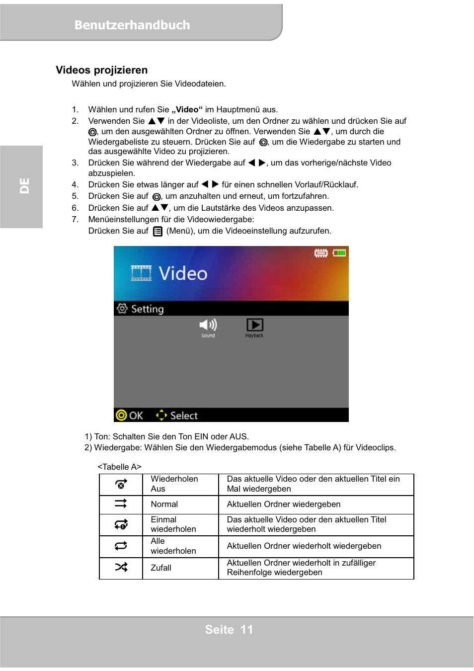 Benutzerhandbuch, Seite 11 de | AIPTEK PocketCinema V60 User Manual | Page 30 / 76