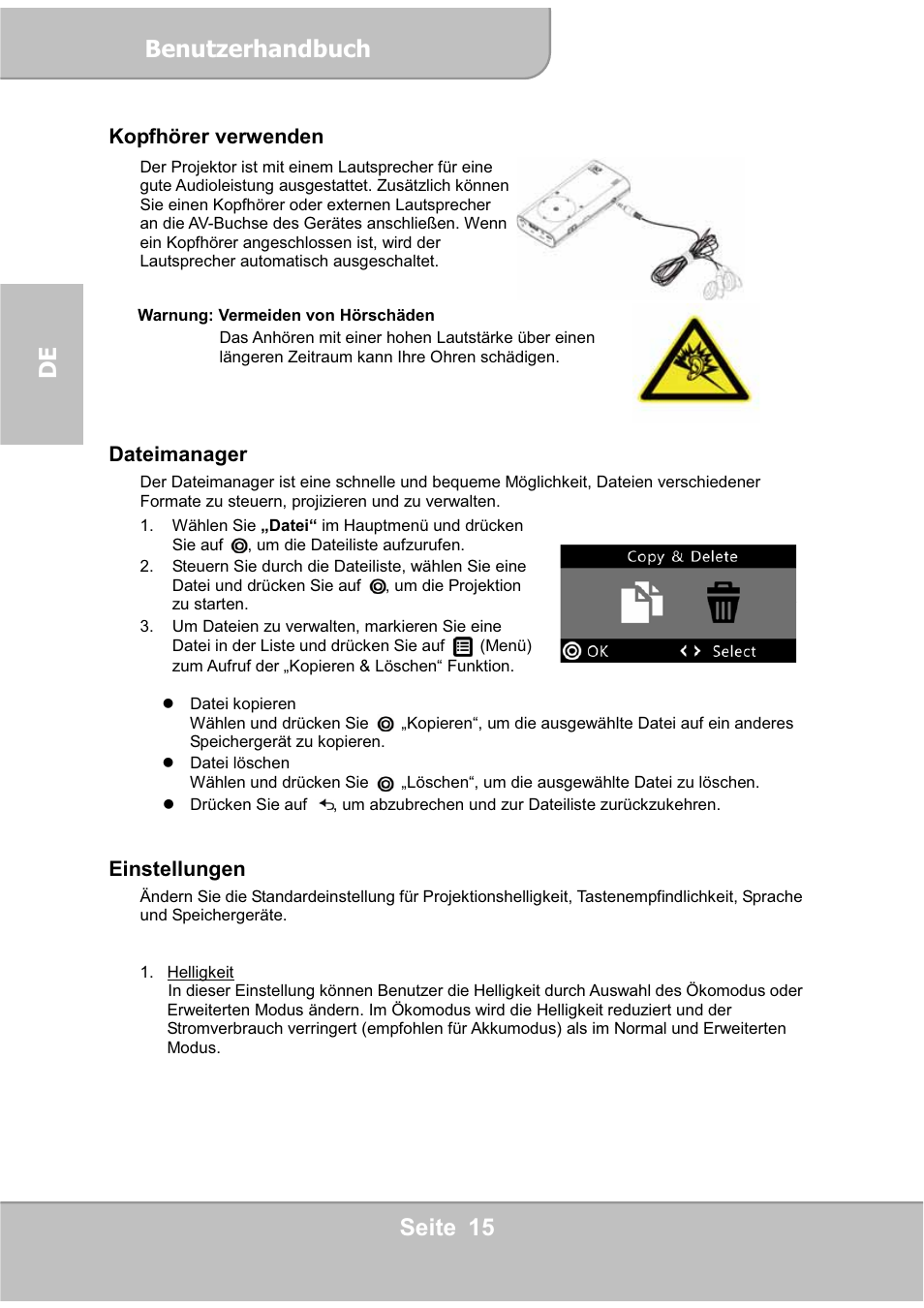Benutzerhandbuch, Seite 15 de | AIPTEK PocketCinema V60 User Manual | Page 34 / 76