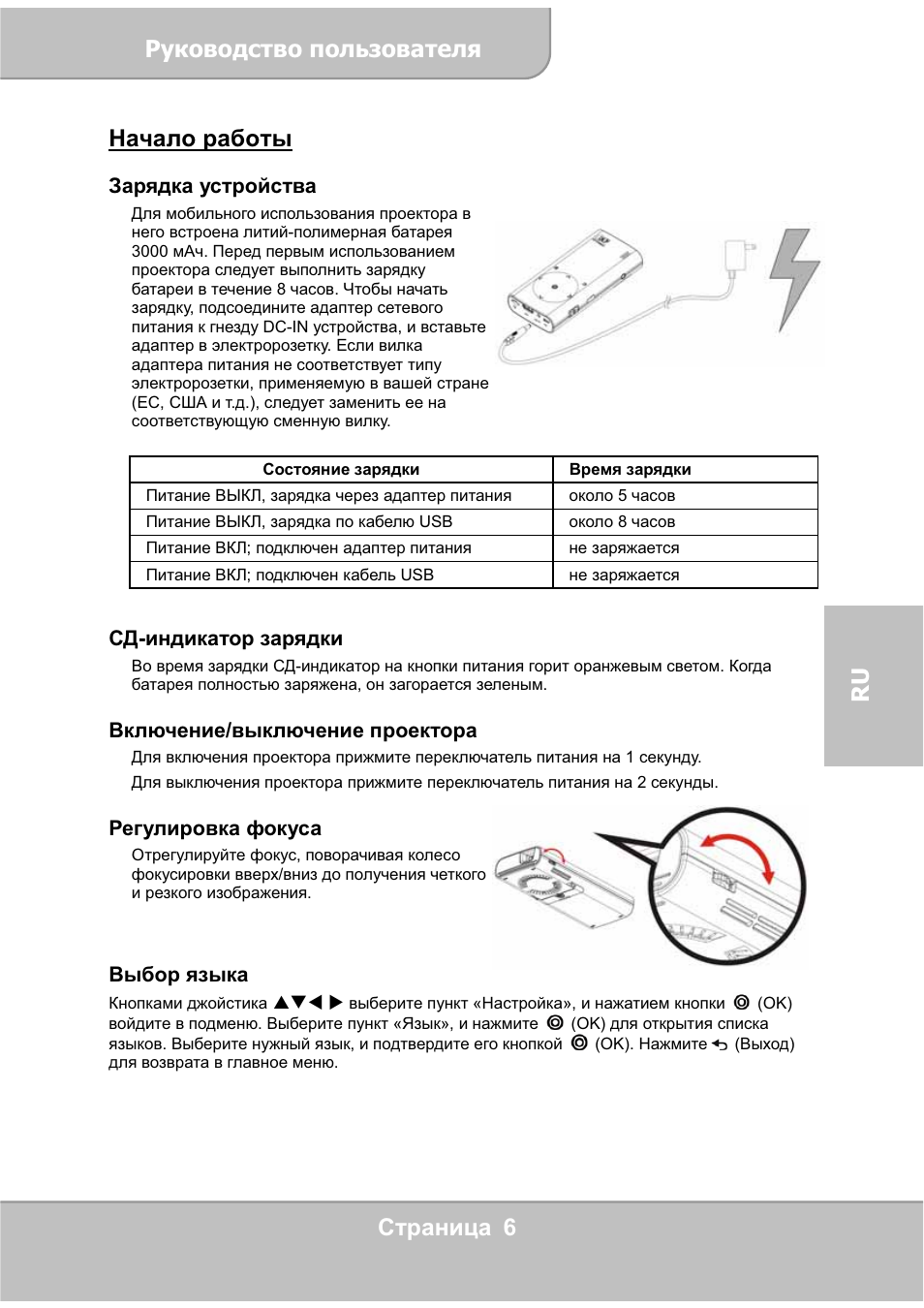 Ǹțȓȗȋȗȍșțȋȗ ȗȗȓȥȏȗȋȉțȍȓȧ, Ɋɬɪɚɧɢɰɚ 6 ru ɇɚɱɚɥɨ ɪɚɛɨɬɵ | AIPTEK PocketCinema V60 User Manual | Page 63 / 76