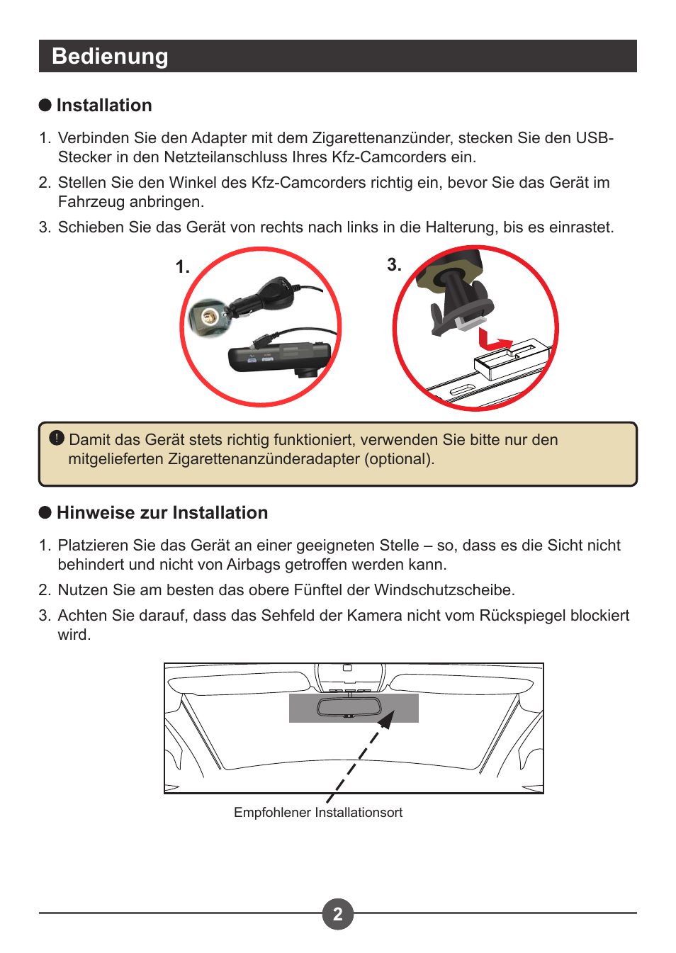 Bedienung | AIPTEK Car Camcorder X3 User Manual | Page 21 / 47