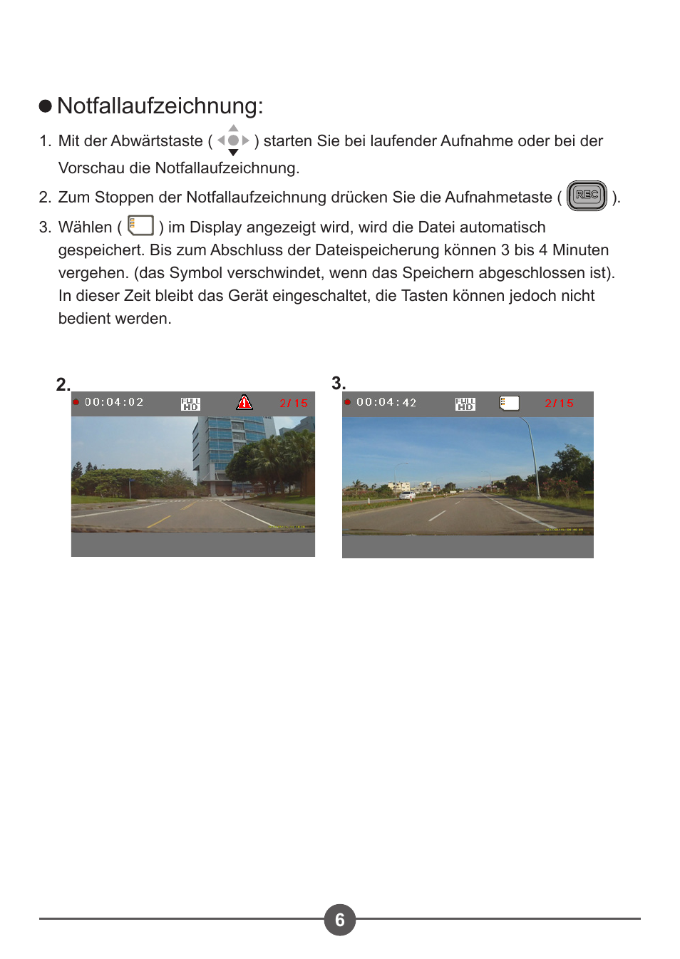 Notfallaufzeichnung | AIPTEK Car Camcorder X3 User Manual | Page 25 / 47