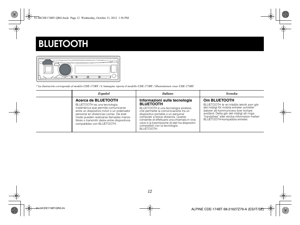 Bluetooth | Alpine CDE-173BT User Manual | Page 44 / 96