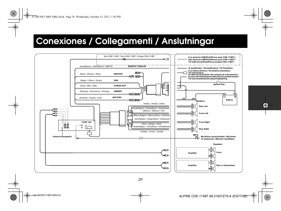 Conexiones / collegamenti / anslutningar | Alpine CDE-173BT User Manual | Page 61 / 96