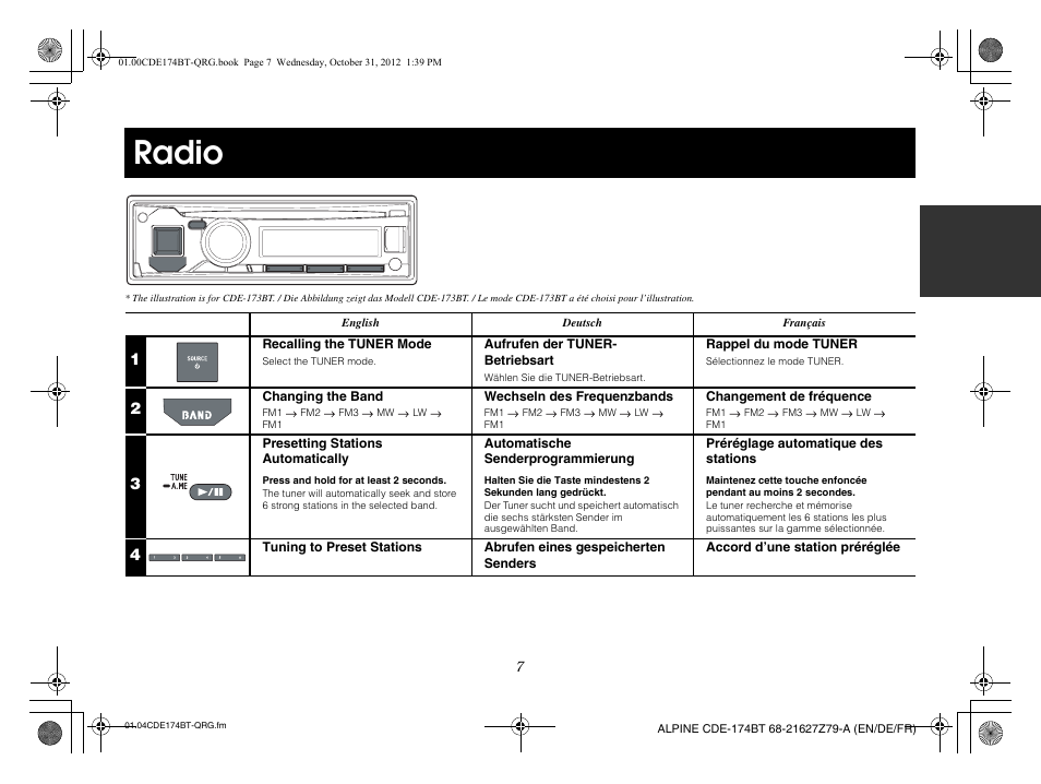 Radio | Alpine CDE-173BT User Manual | Page 9 / 96