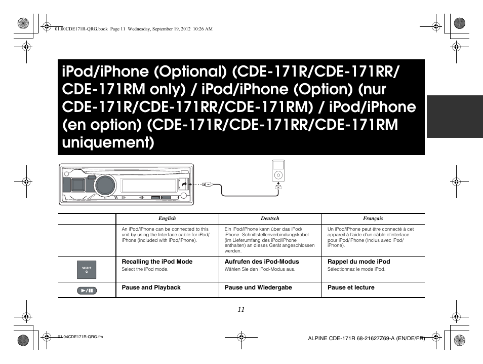 Alpine CDE-170R_CDE-170RM_CDE-170RR User Manual | Page 13 / 68