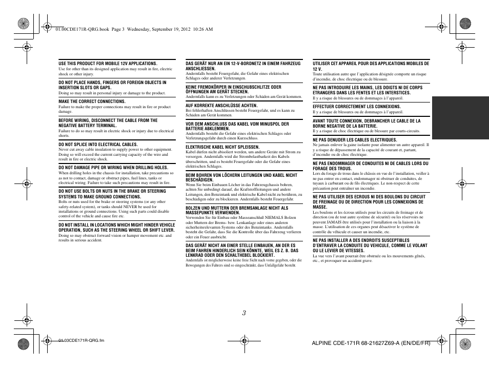 Alpine CDE-170R_CDE-170RM_CDE-170RR User Manual | Page 5 / 68