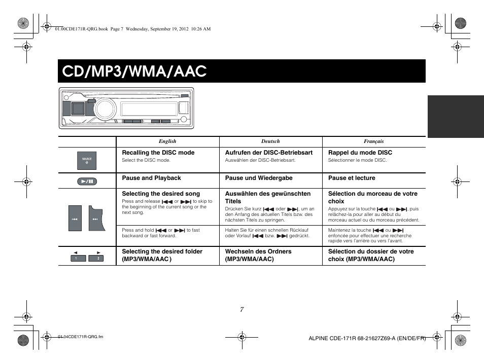 Cd/mp3/wma/aac | Alpine CDE-170R_CDE-170RM_CDE-170RR User Manual | Page 9 / 68