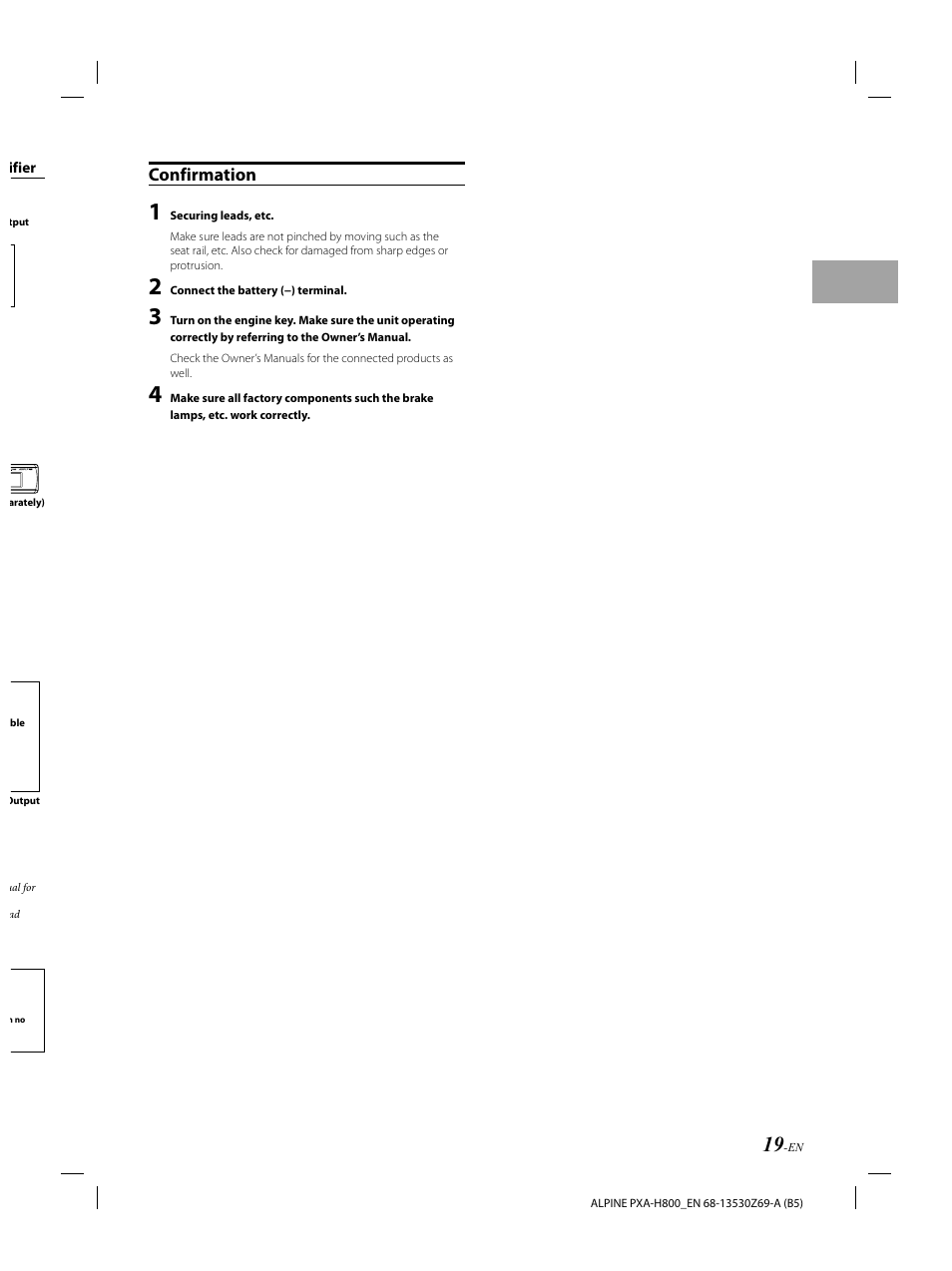 Confirmation | Alpine PXA-H800 User Manual | Page 21 / 21
