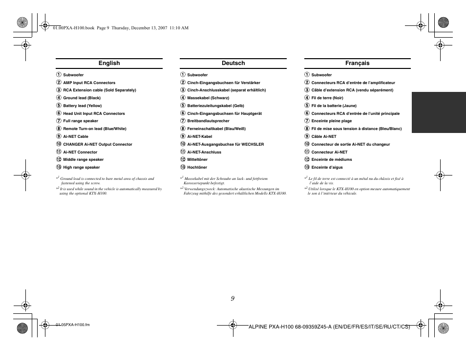 English deutsch français | Alpine PXA-H100 User Manual | Page 11 / 46