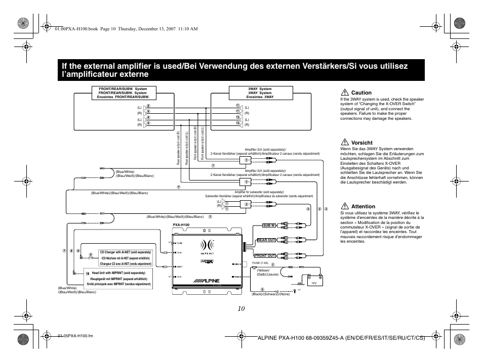 Caution, Vorsicht, Attention | Alpine PXA-H100 User Manual | Page 12 / 46
