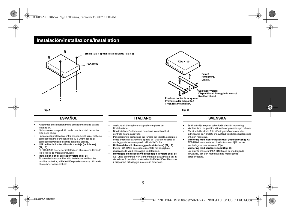 Instalación/installazione/installation | Alpine PXA-H100 User Manual | Page 24 / 46