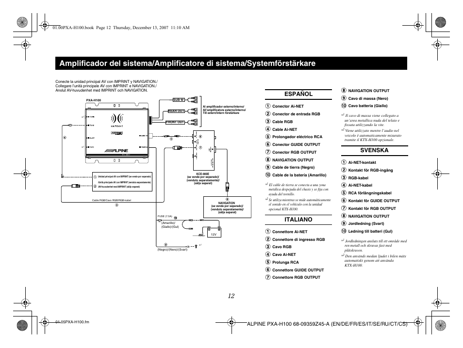Español italiano svenska | Alpine PXA-H100 User Manual | Page 31 / 46