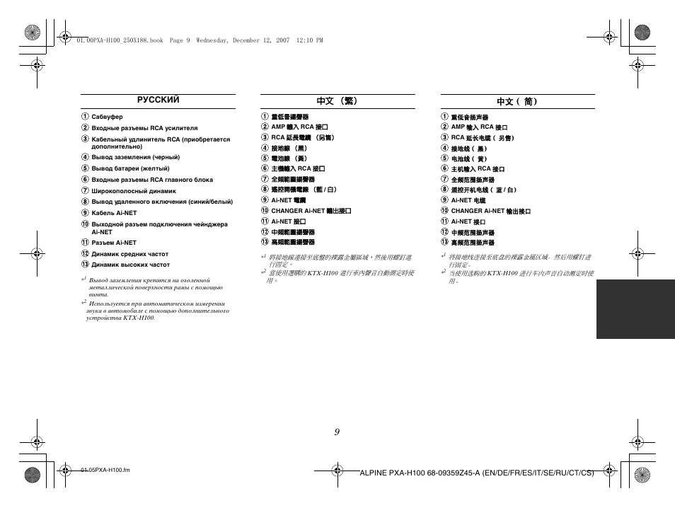 Русский 中文 （繁） 中文 （简 | Alpine PXA-H100 User Manual | Page 41 / 46