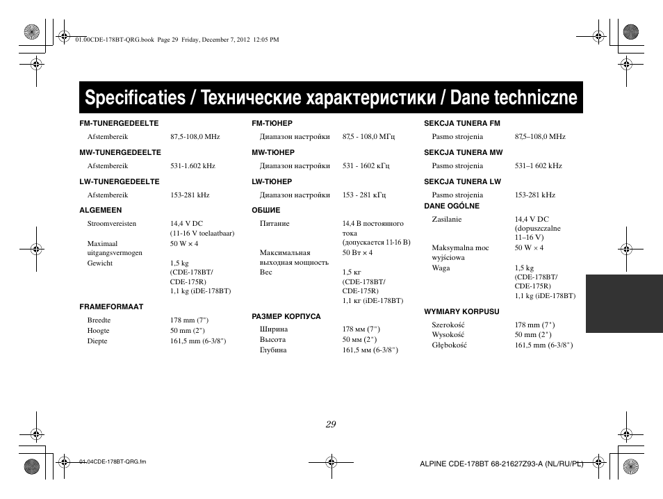 Alpine iDE-178BT User Manual | Page 103 / 112