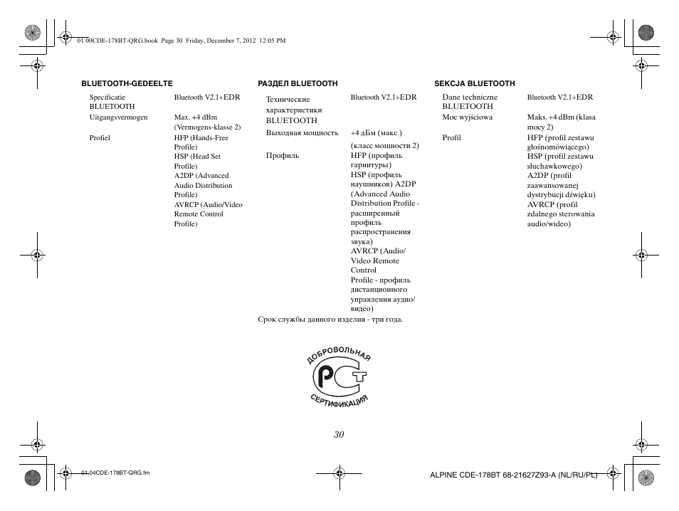 Alpine iDE-178BT User Manual | Page 104 / 112
