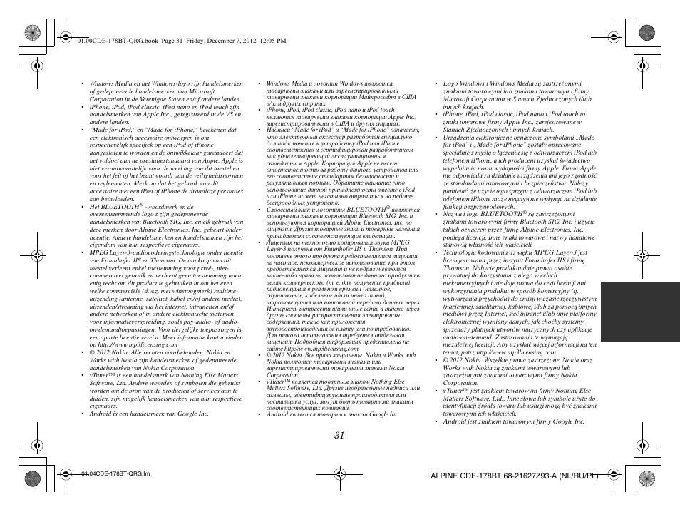 Alpine iDE-178BT User Manual | Page 105 / 112