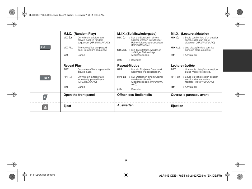Alpine iDE-178BT User Manual | Page 11 / 112