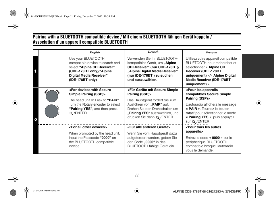 Alpine iDE-178BT User Manual | Page 13 / 112