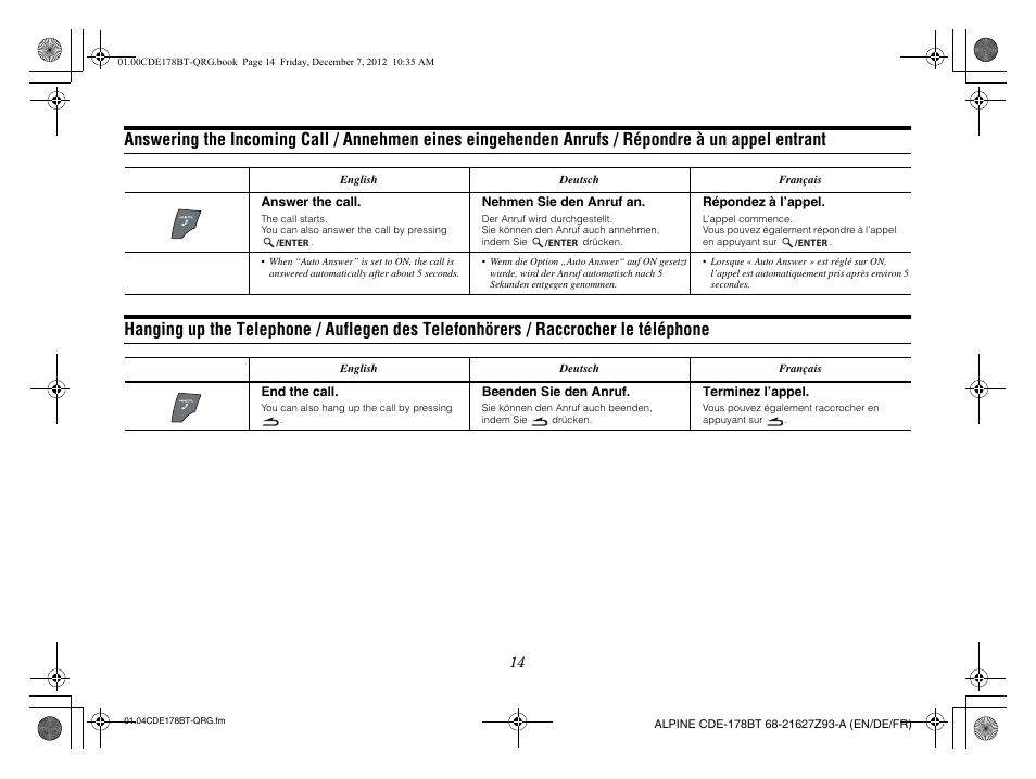 Alpine iDE-178BT User Manual | Page 16 / 112